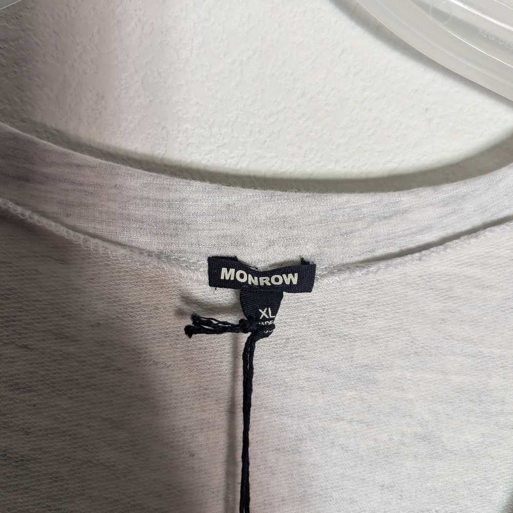 Monrow Women's Dress V-Neck Supersoft Long‎ Sleeve Jersey Light Grey Neutral XL - Picture 3 of 9